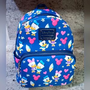 2022 Disney Parks Loungefly Donald & Daisy Duck Love Ice Cream Mini Backpack